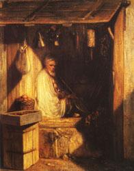 Alexandre Gabriel Decamps Turkish Merchant smoring in His shop
